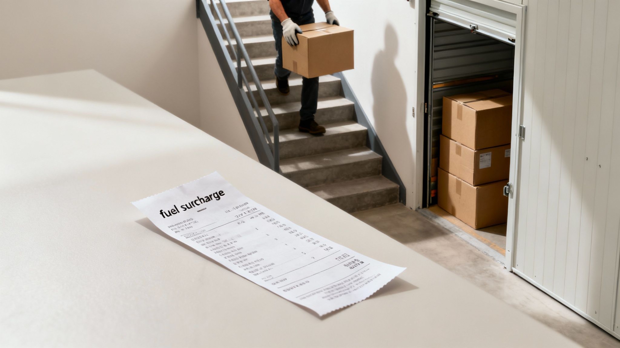 A person choosing between different moving service options on a screen.