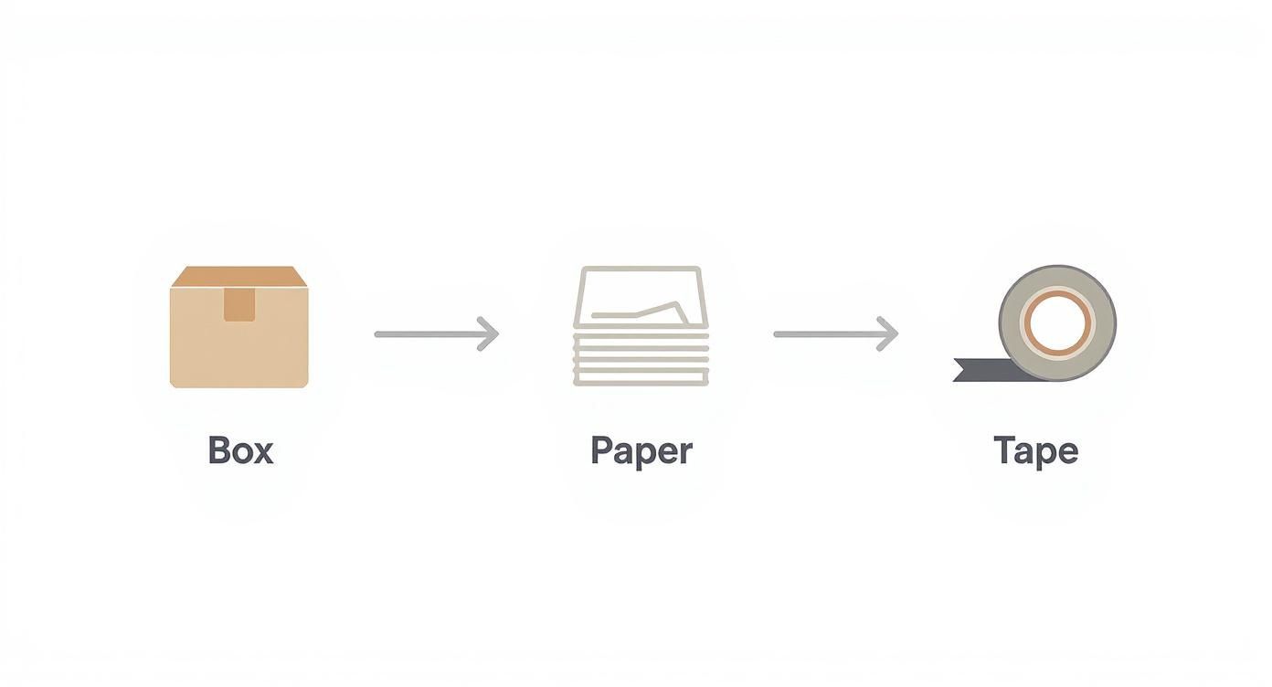 Infographic about packing dishes for moving