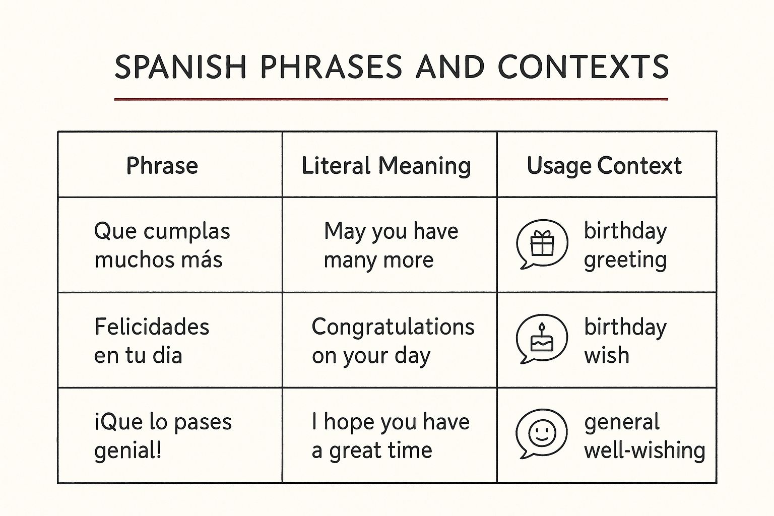 Infographic about happy birthday in spanish