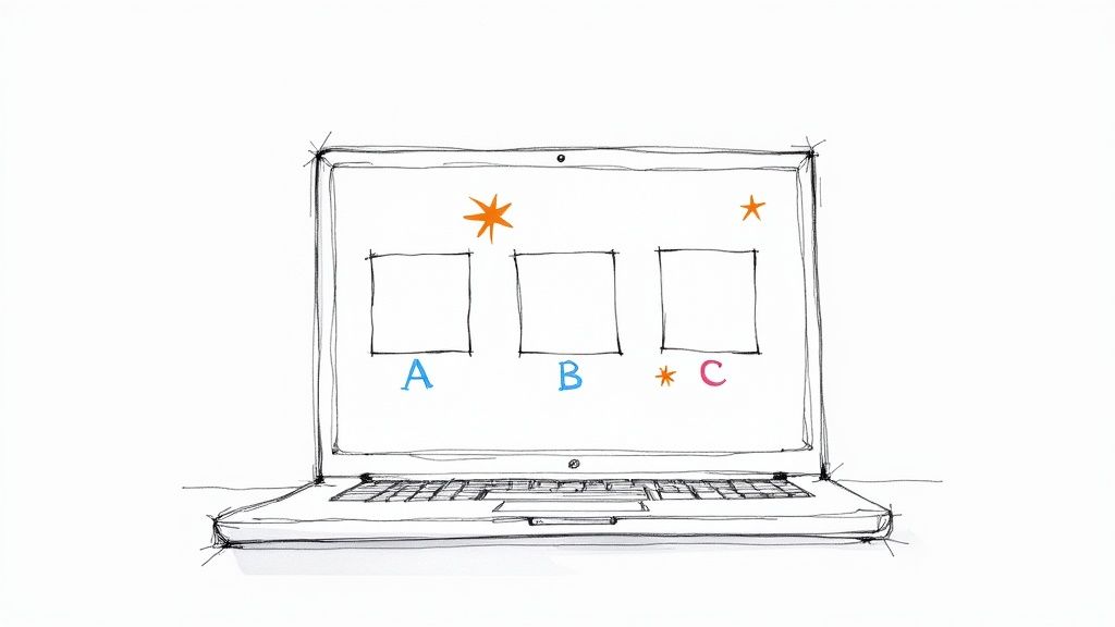 A person sits at a desk, carefully comparing different online tutoring platforms on a laptop screen.