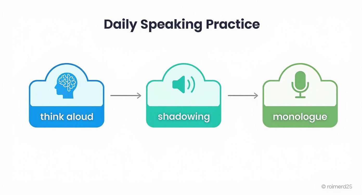 Infographic about how to learn speaking english fluently