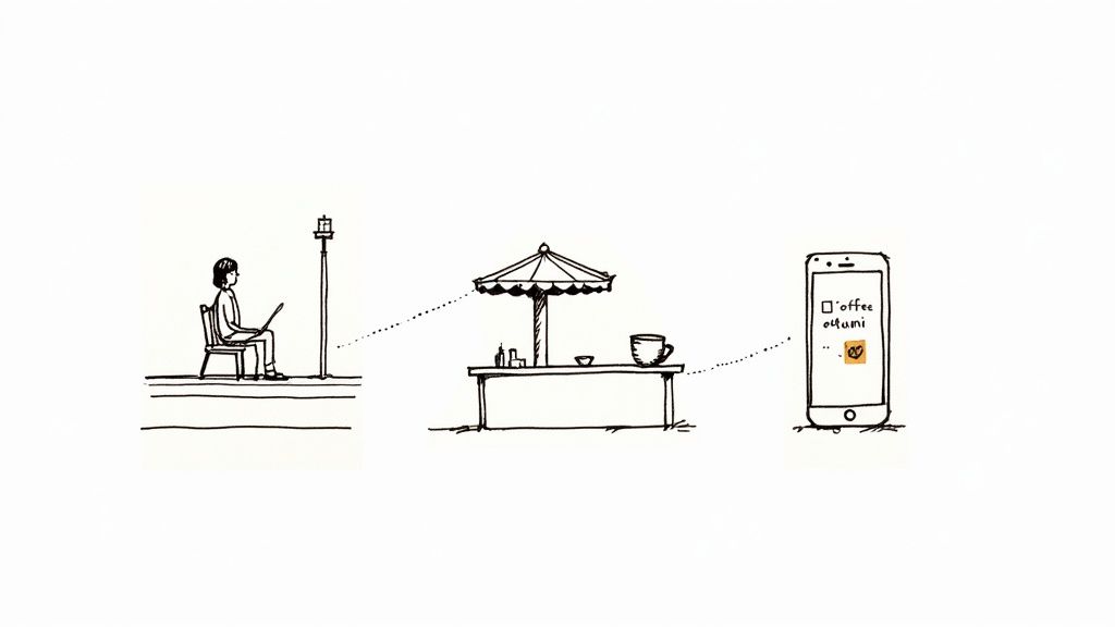 A person listening to music on the MRT in Singapore, with Malay language signs visible in the background.