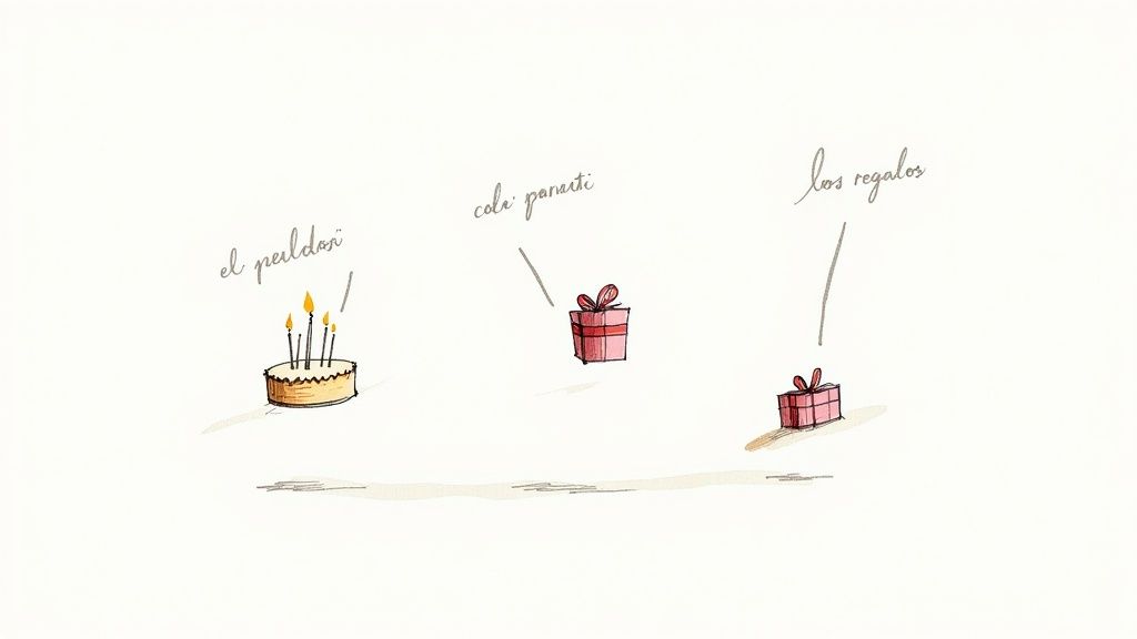 People gathered around a birthday cake with lit candles