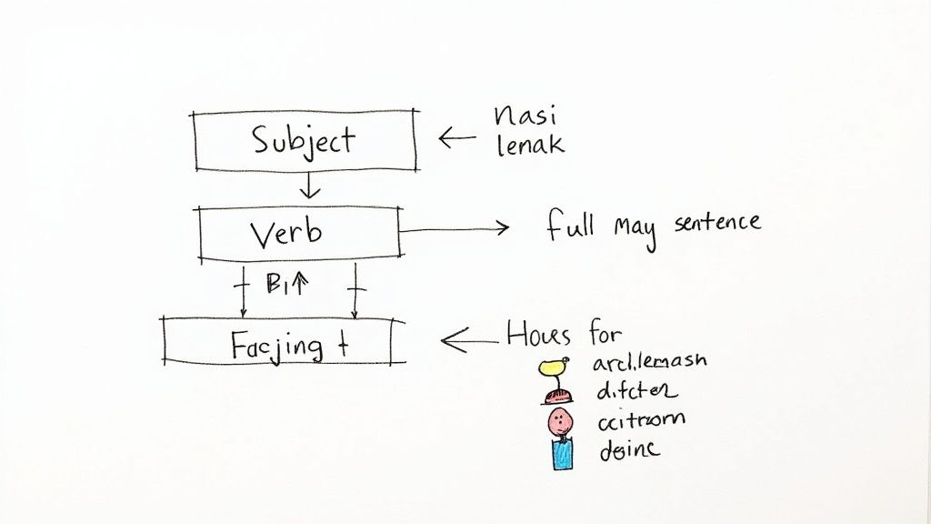 A person happily orders 'nasi lemak' from a vibrant food stall in Singapore.