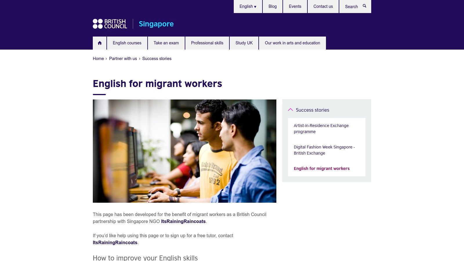 British Council Singapore x ItsRainingRaincoats – Free self-study hub and tutor sign-up