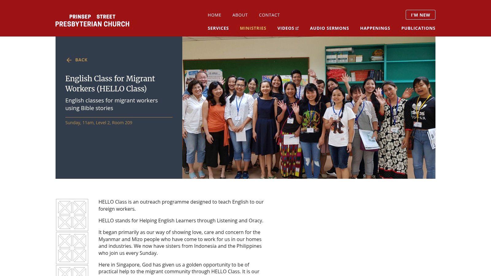 Prinsep Street Presbyterian Church – HELLO Class