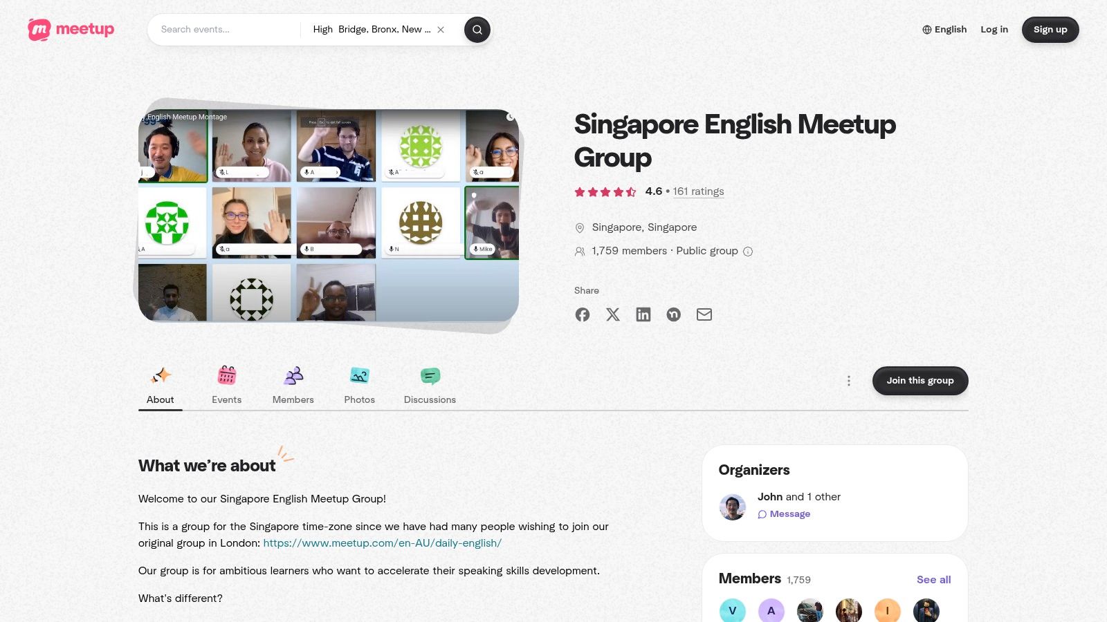 Meetup – Singapore English Meetup Group