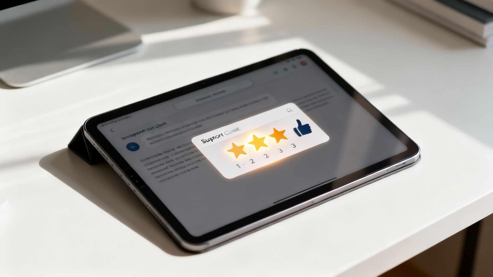 A customer service agent smiling while talking on the phone with a customer.