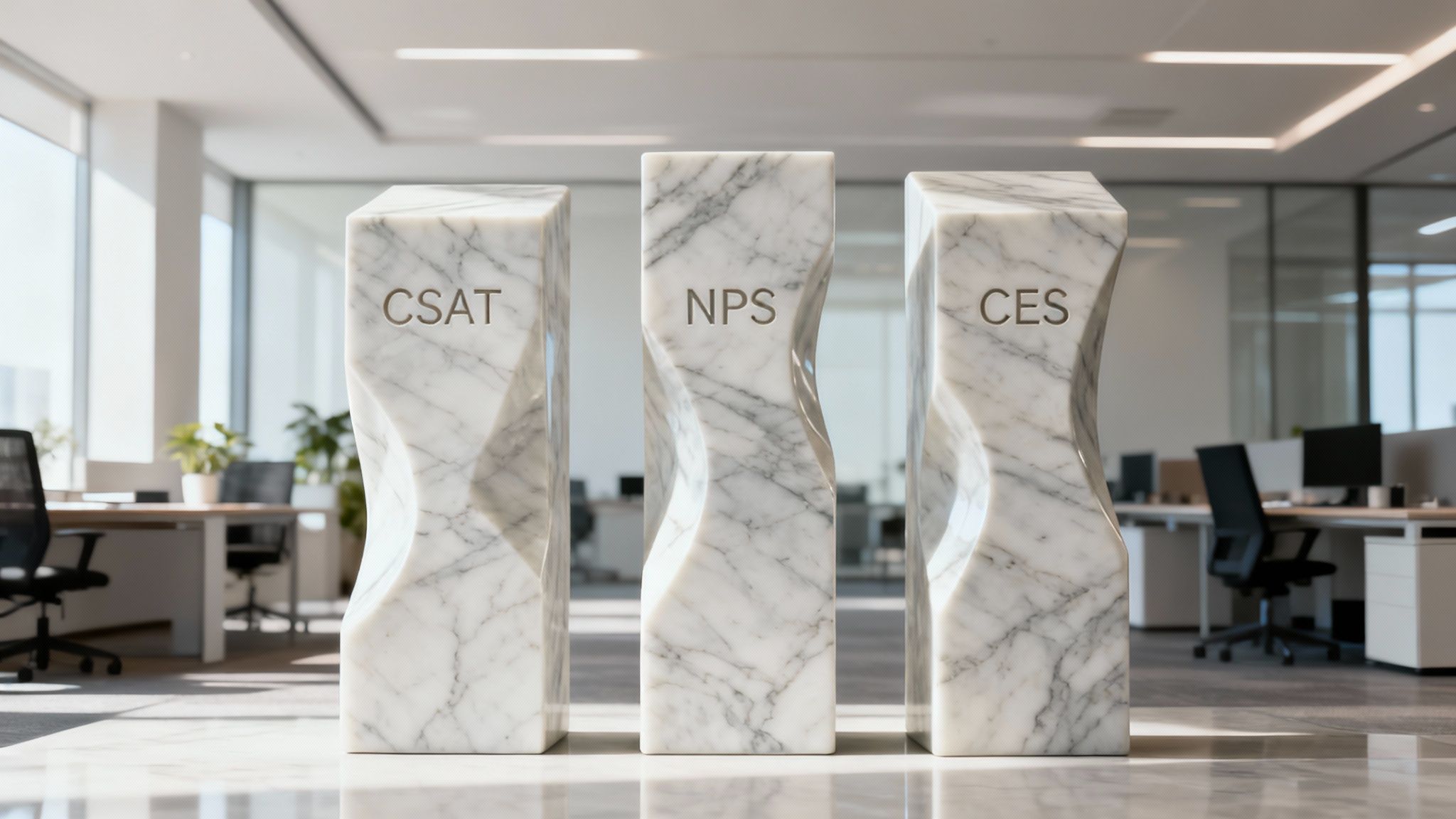 A visual representation of customer satisfaction metrics with happy and neutral icons.