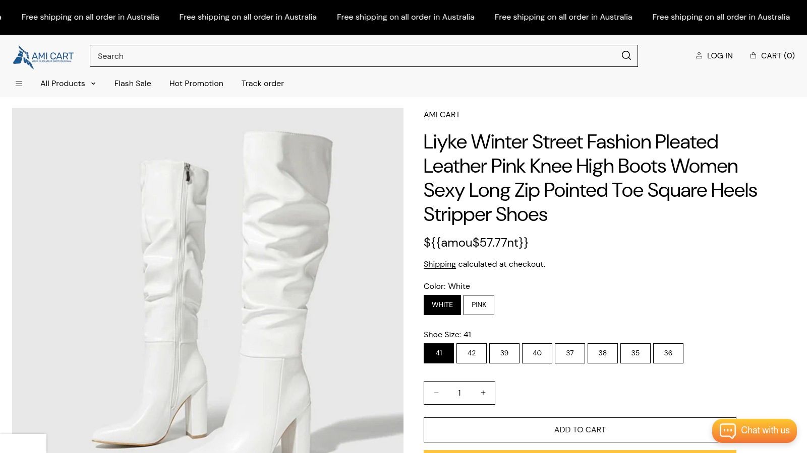 Street Fashion Pleated Leather Pink Knee High Boots
