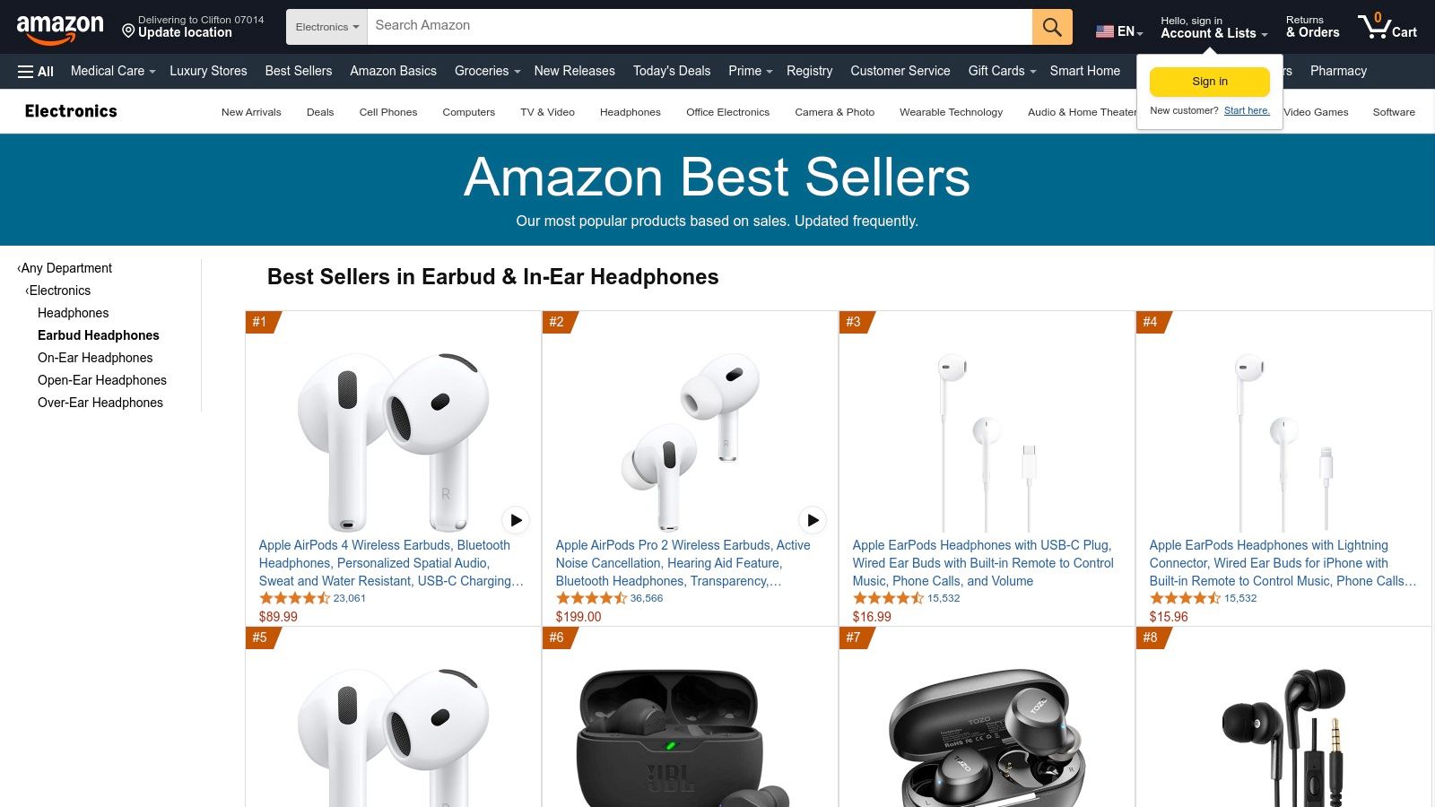Amazon Best Sellers (Earbuds)