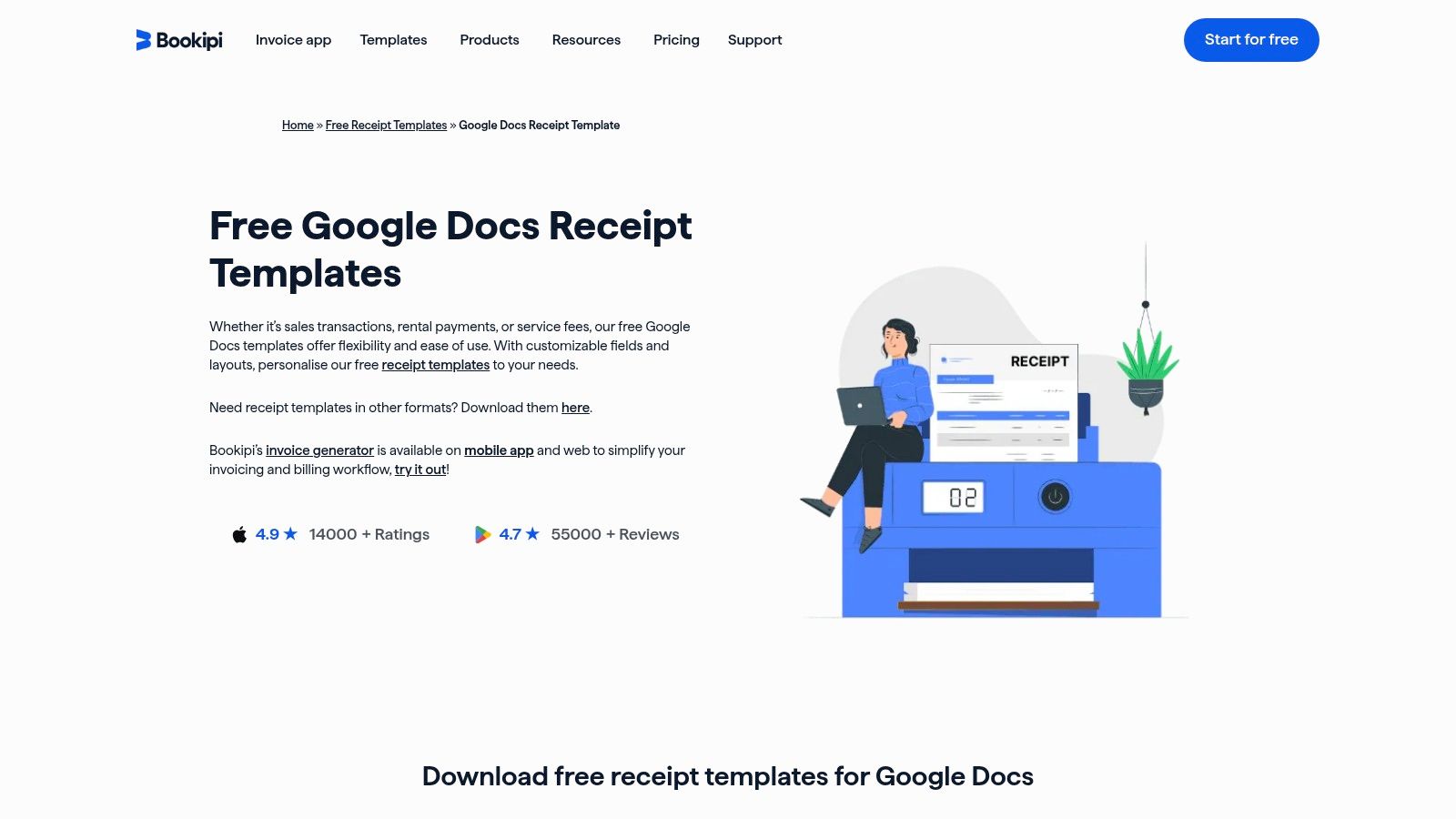 Bookipi — Free Receipt Templates (Word, Excel, Google Docs)