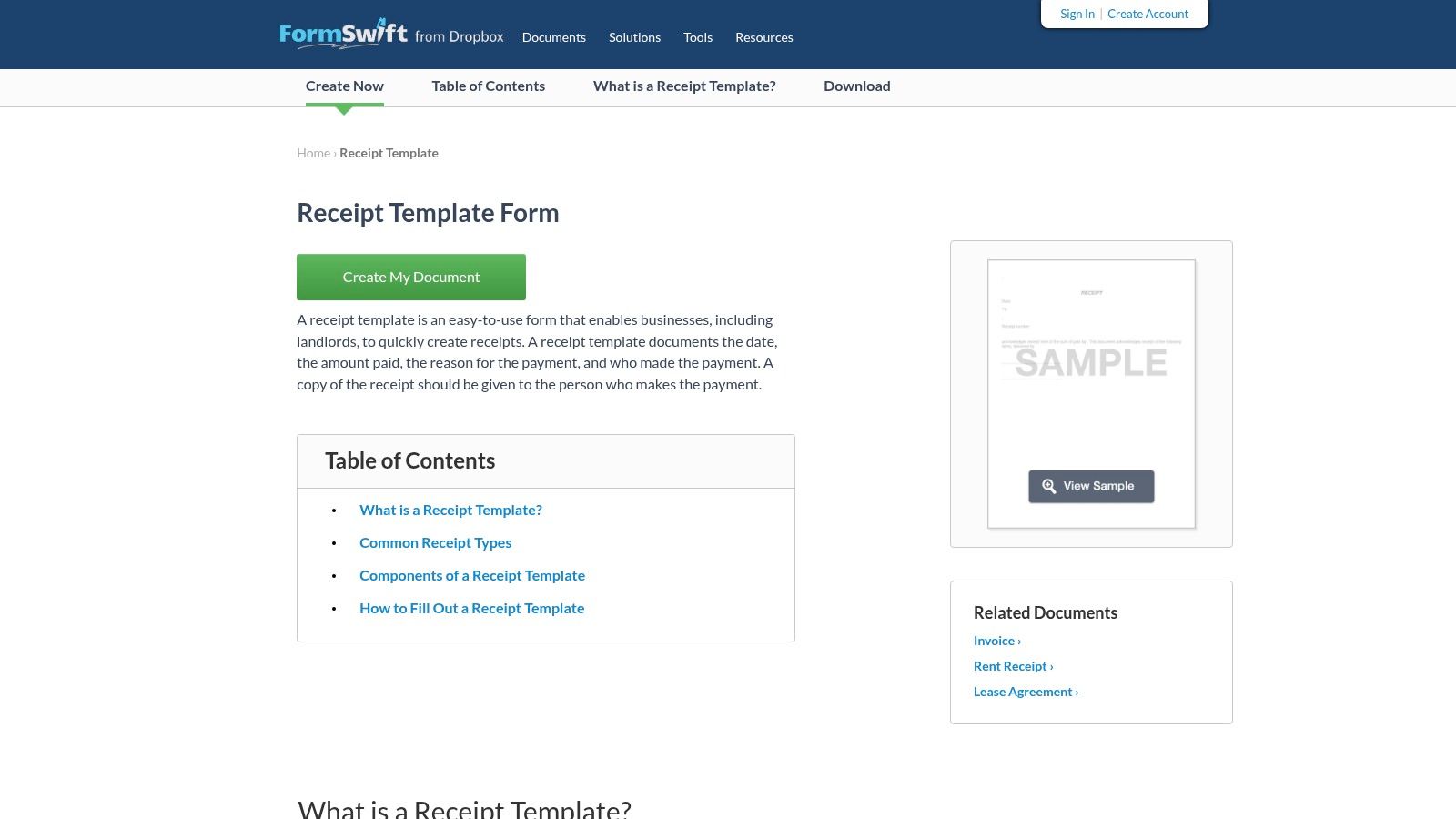FormSwift – Receipt Template