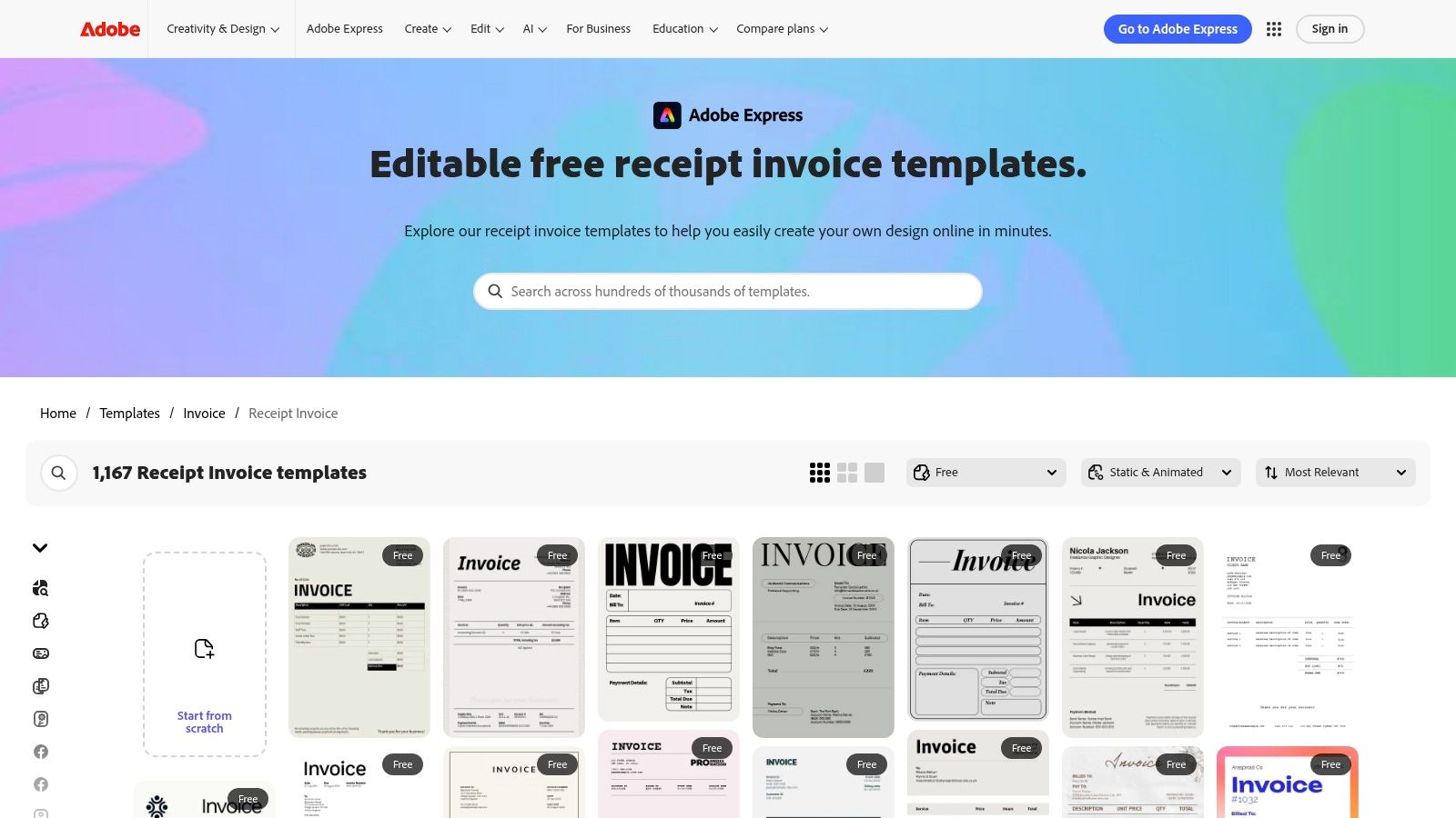 Adobe Express — Receipt Templates
