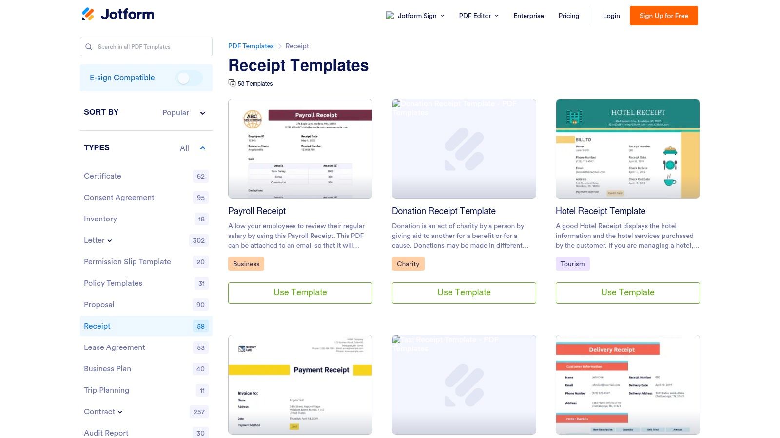 Jotform PDF Templates (Receipt)