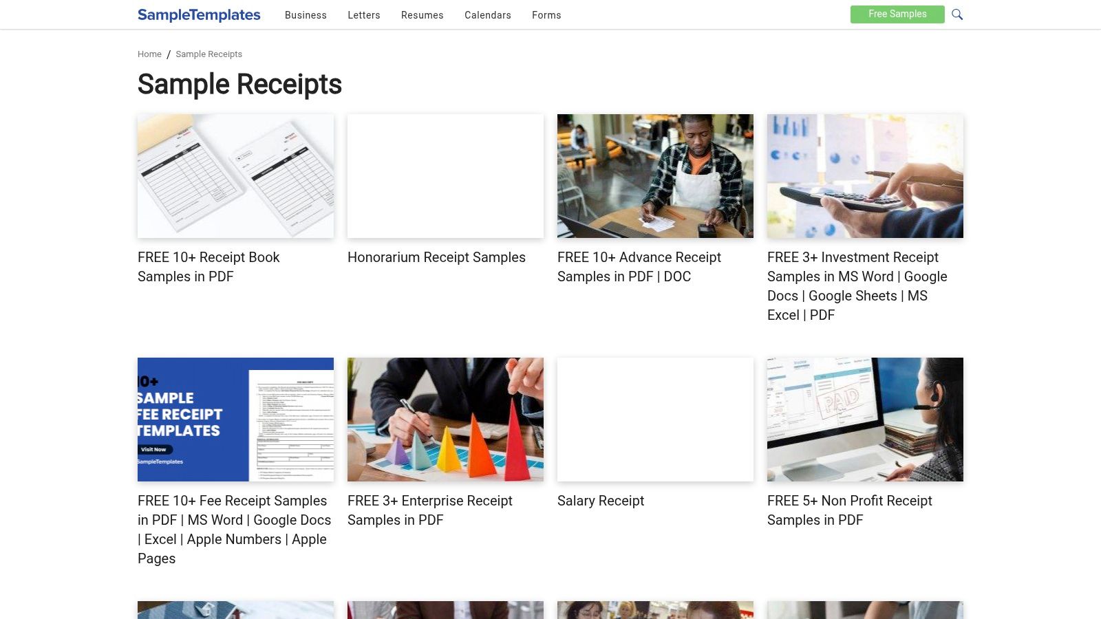 SampleTemplates receipt examples