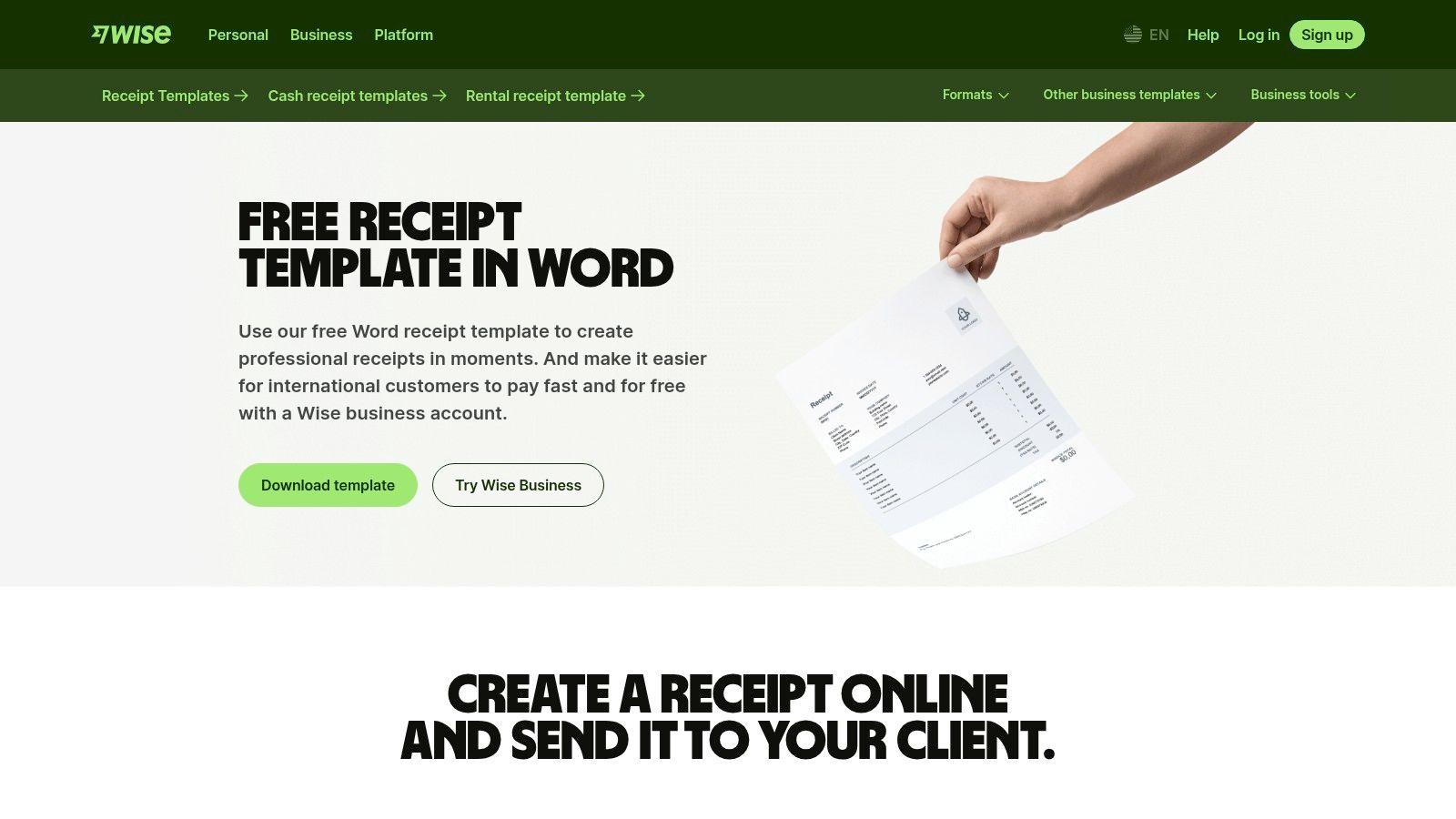 Wise (Wise Business) – Free Word Receipt Template