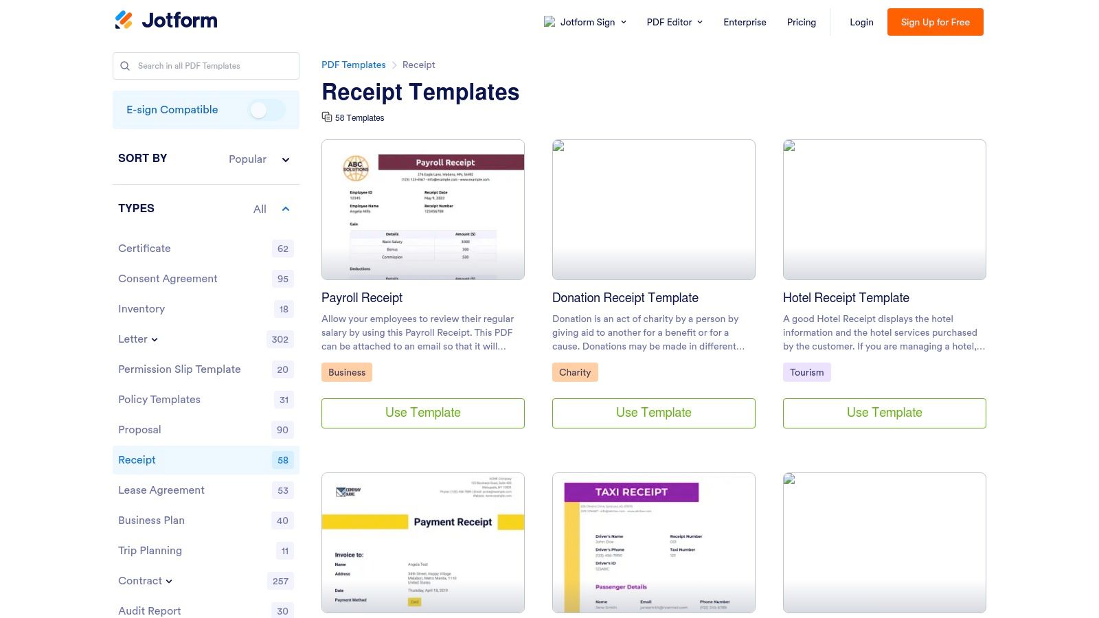 Jotform — Receipt PDF Templates