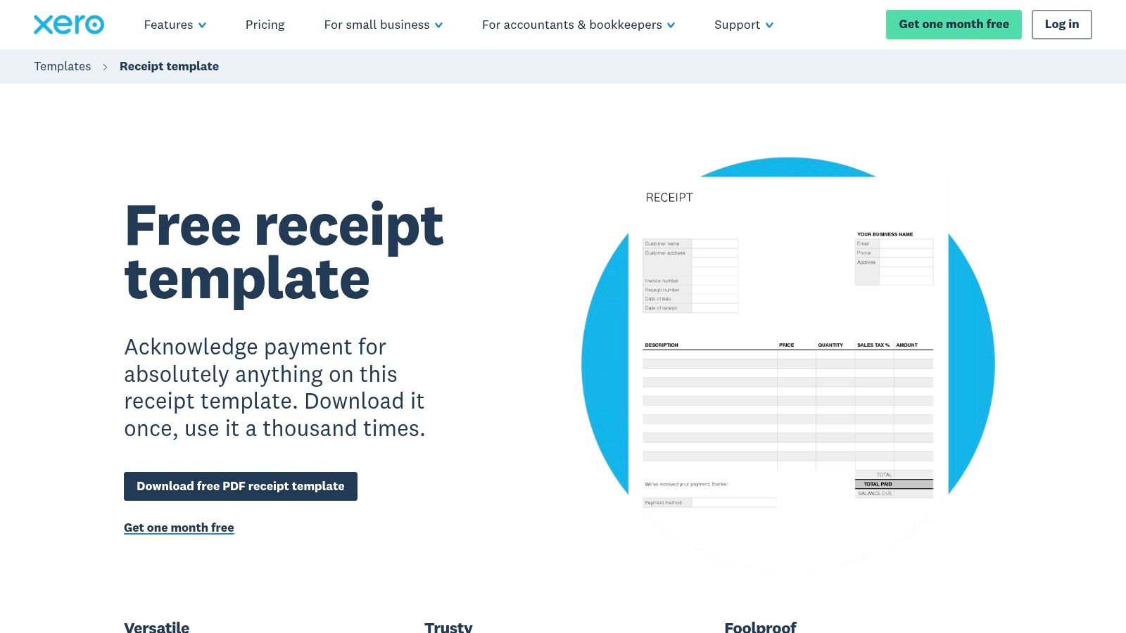 Xero – Free Receipt Template