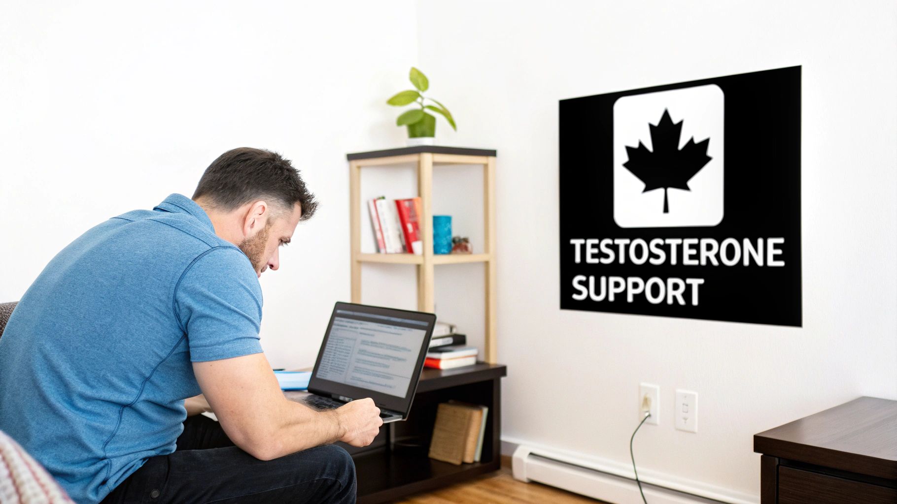A man contemplating health choices with a backdrop of Canadian scenery