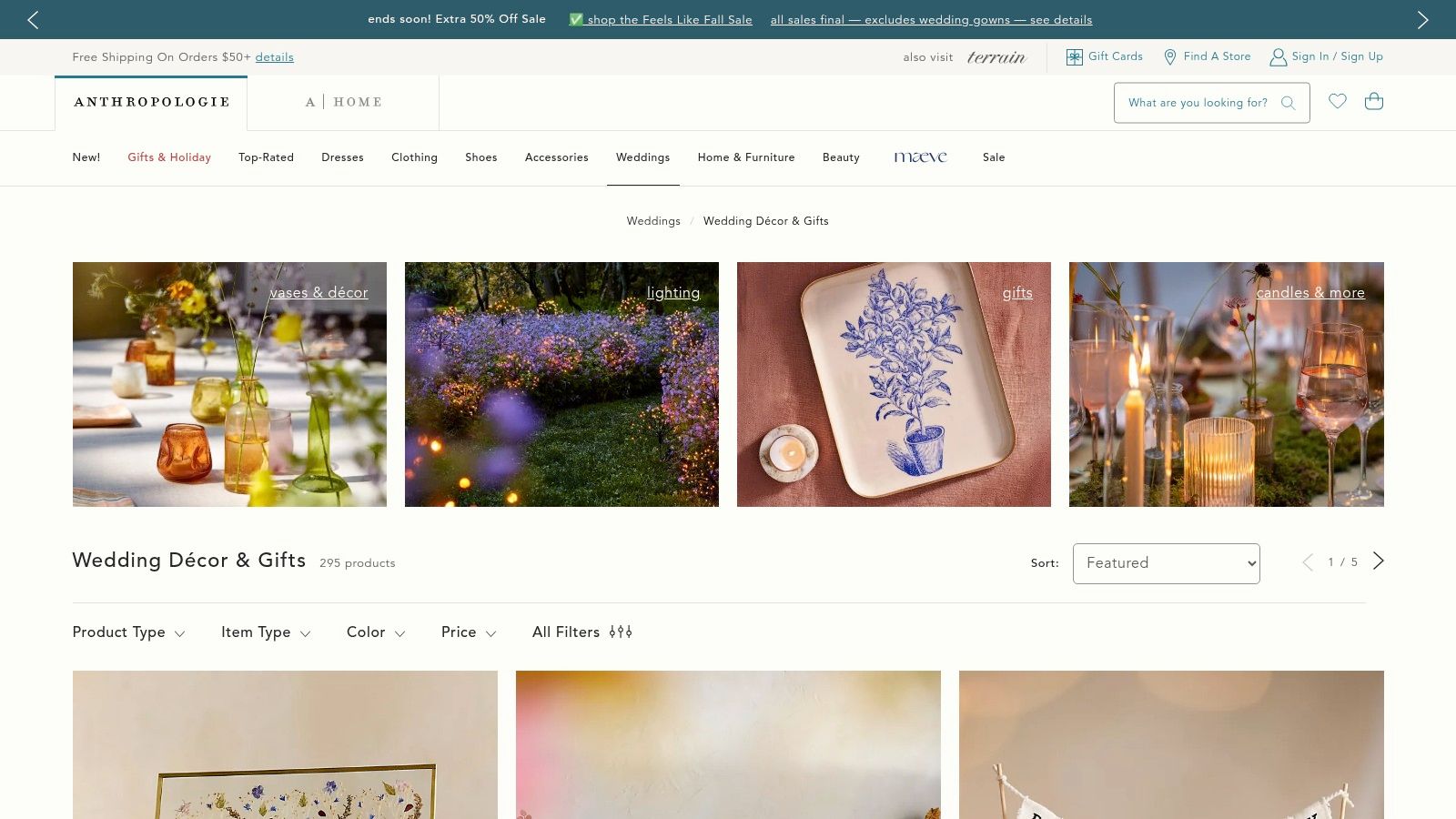 Anthropologie – Wedding Décor & Gifts
