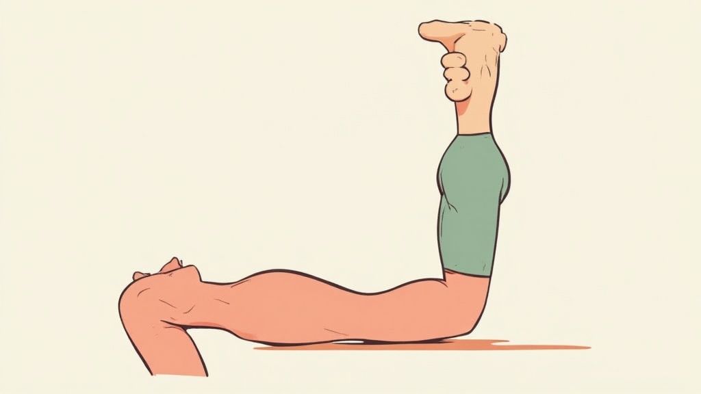 Person führt Beinhebeübung auf dem Boden liegend zur Stärkung der Rumpfmuskulatur durch