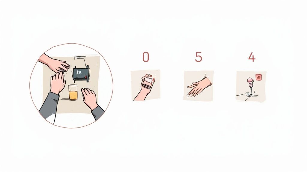 Eine Person montiert ein elektrisch höhenverstellbares Tischgestell in einem hellen Raum.