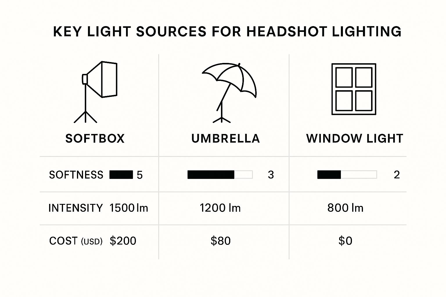 Infographic about headshot lighting setup