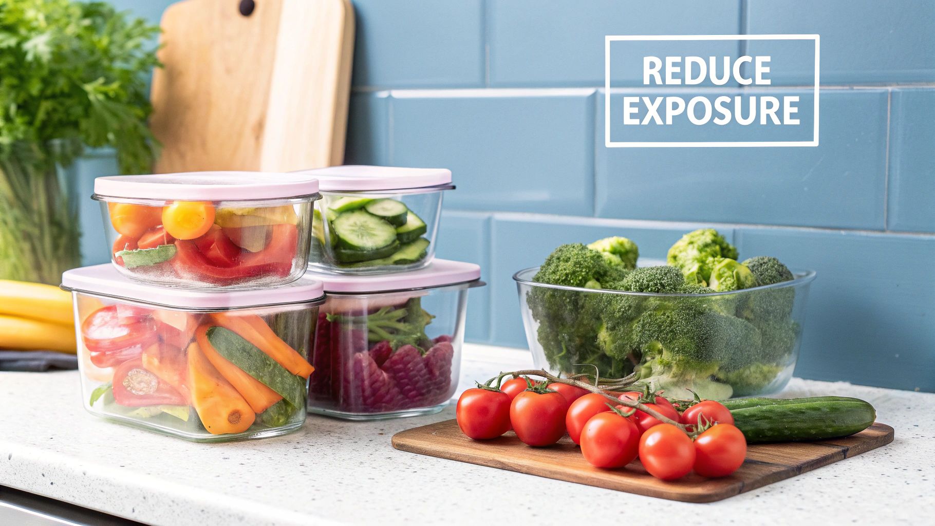 A hand holding fresh, unpackaged fruits and vegetables, symbolizing a simple, healthy choice.