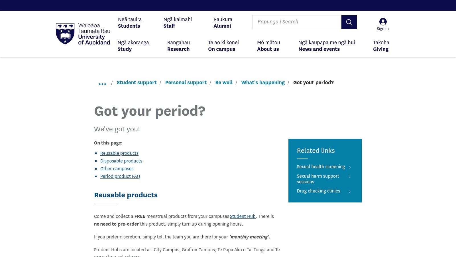 University of Auckland – 'Got your period?'