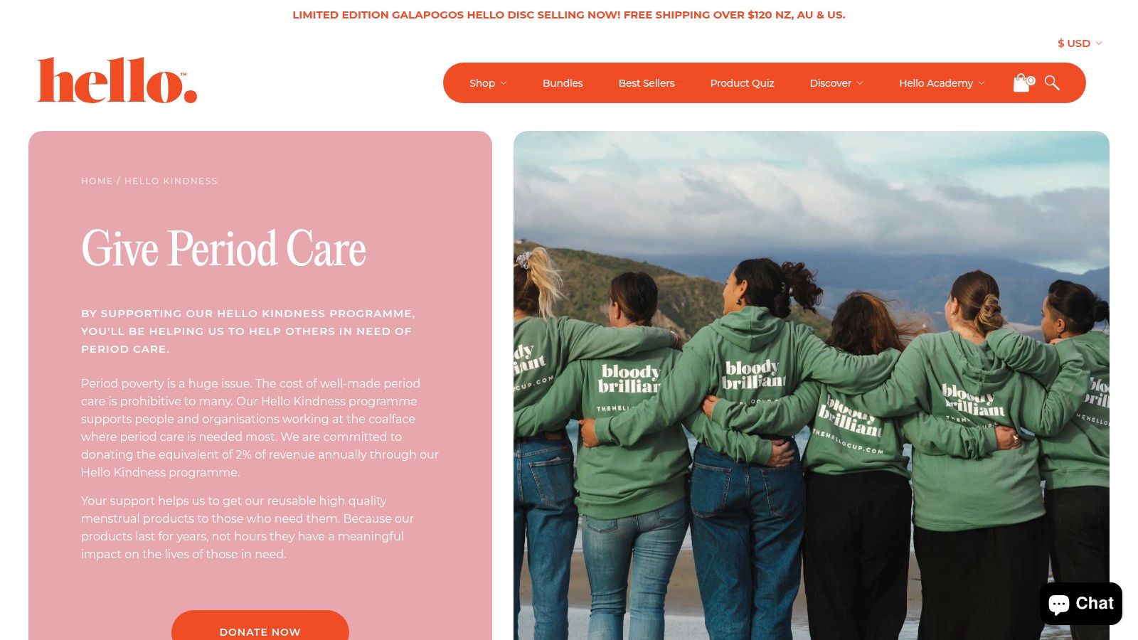 Hello Period – 'Hello Kindness' donation programme