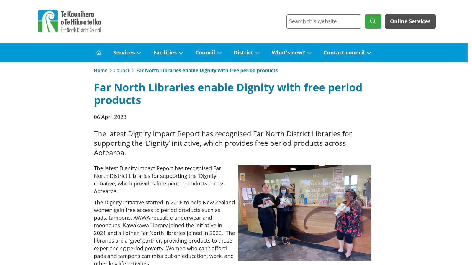 Far North District Council Libraries – Dignity partnership