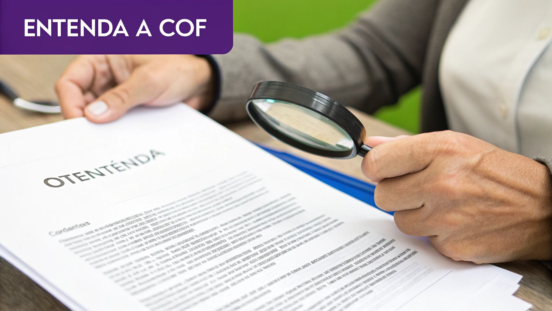 Valores de Franquias: Guia Completo Para o Investimento Certo 4 Pessoa lendo um documento com uma lupa, simbolizando a análise da Circular de Oferta de Franquia.