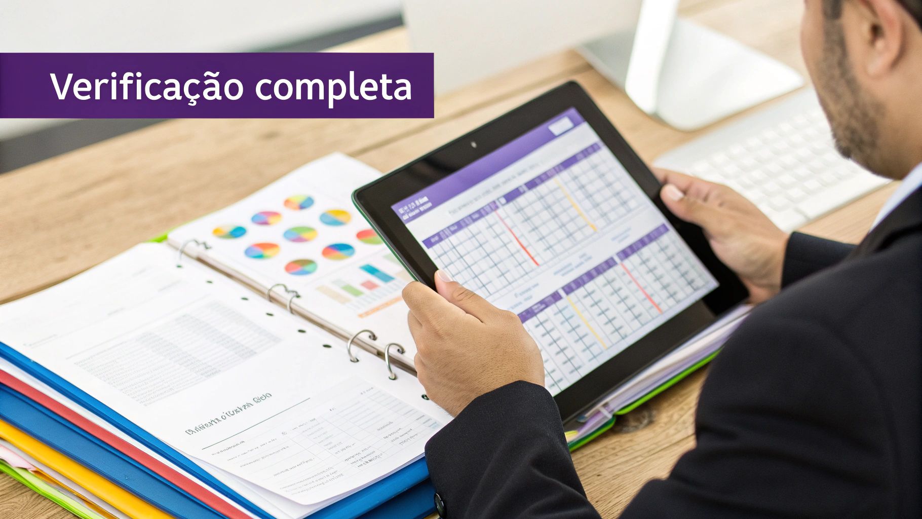 Venda de Franquias em Funcionamento: Guia Completo 2025 2 Profissional verificando planilhas e dados financeiros em tablet para análise completa de negócios
