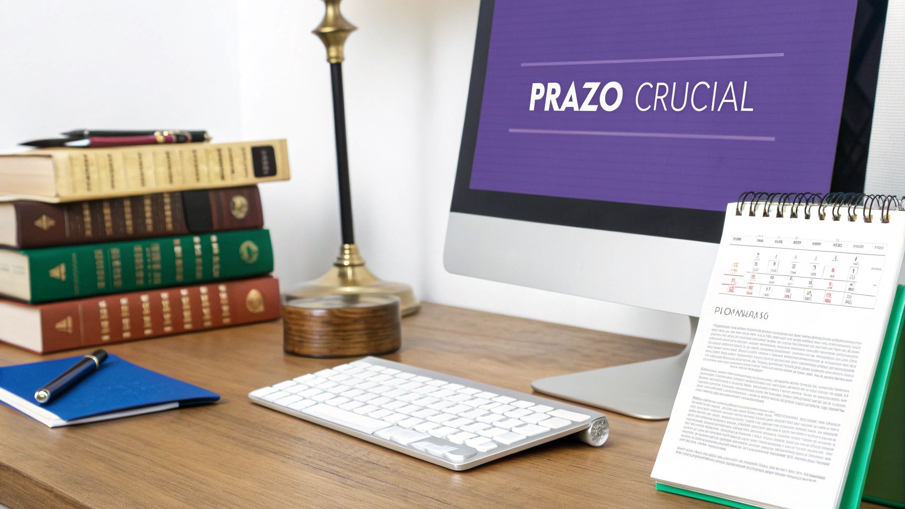 Advogado revisando documentos de homologação em uma mesa de escritório