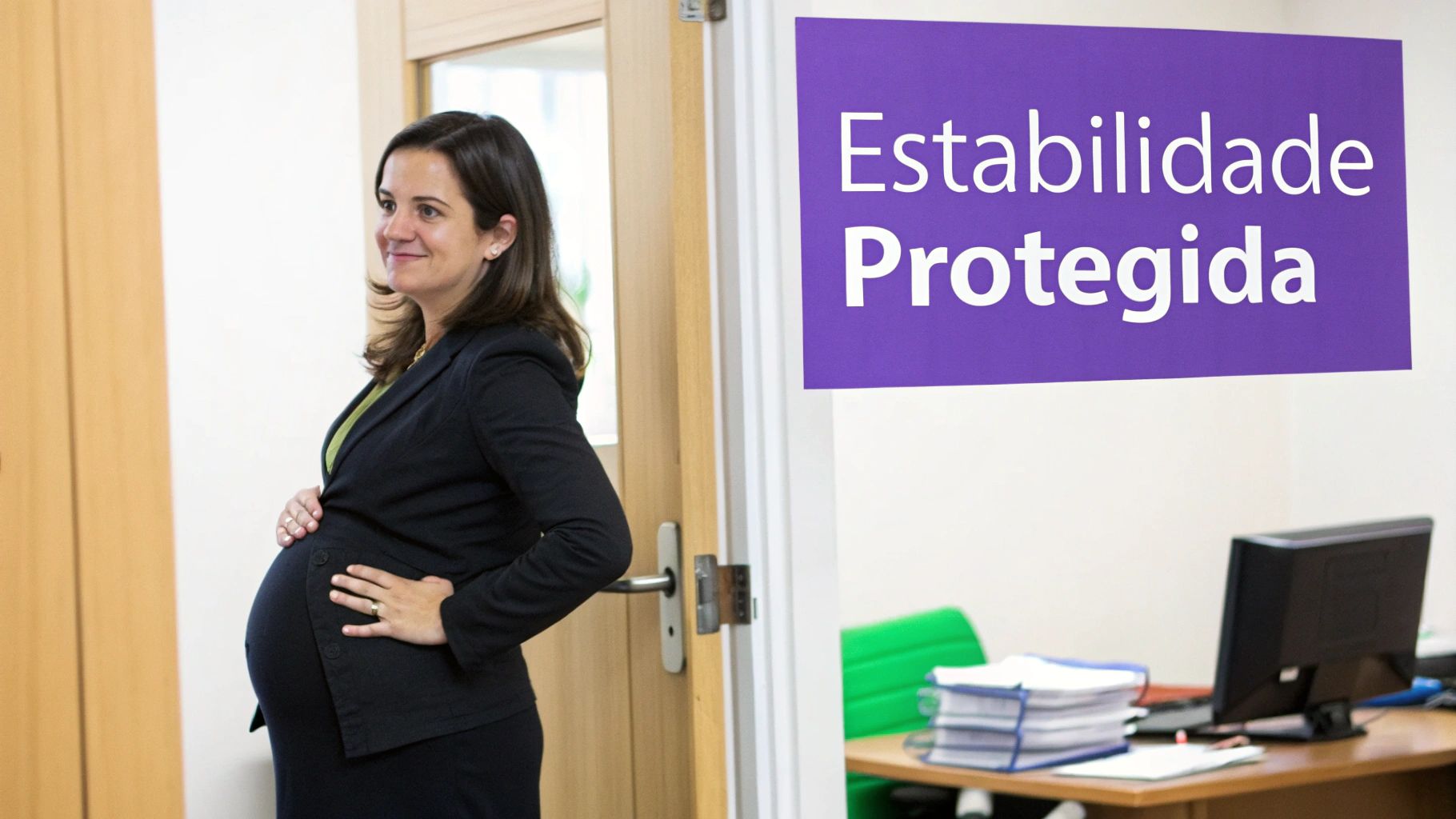 Mulher gr-ávida trabalhando em um notebook