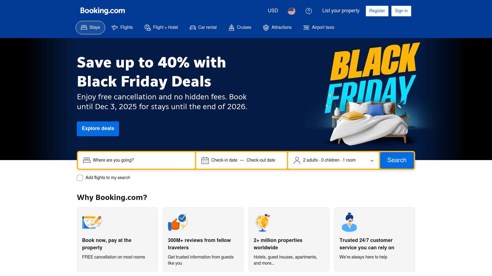 Booking.com – estancias 'cabaña en los árboles' / 'durmiendo entre árboles'