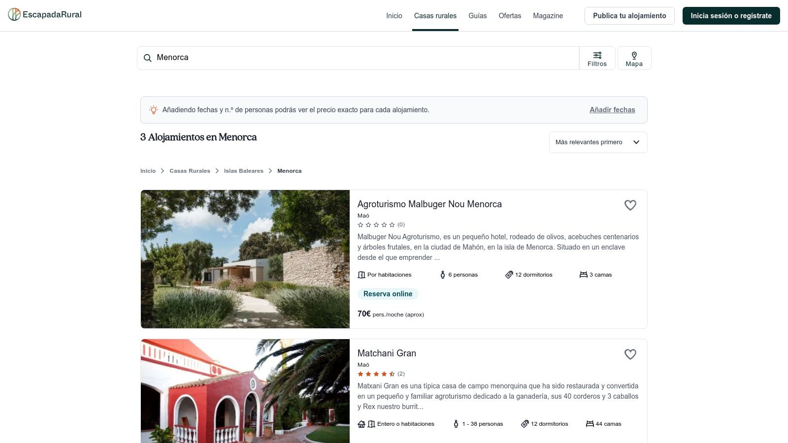 EscapadaRural – Casas rurales en Menorca