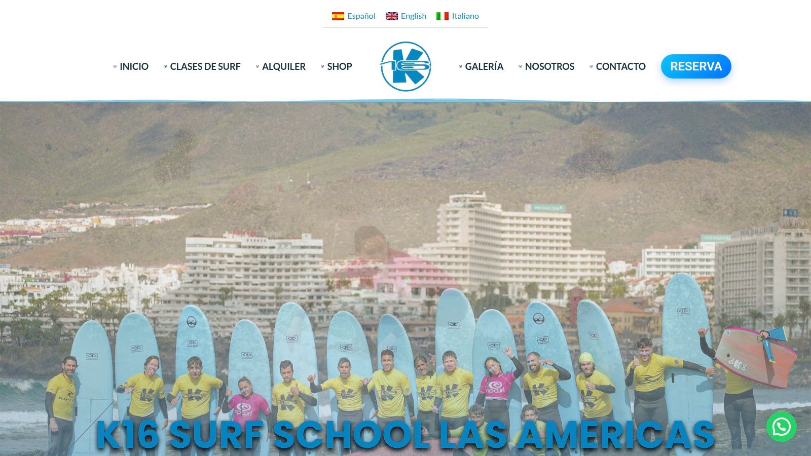 A person surfing a wave at a surf school in Tenerife