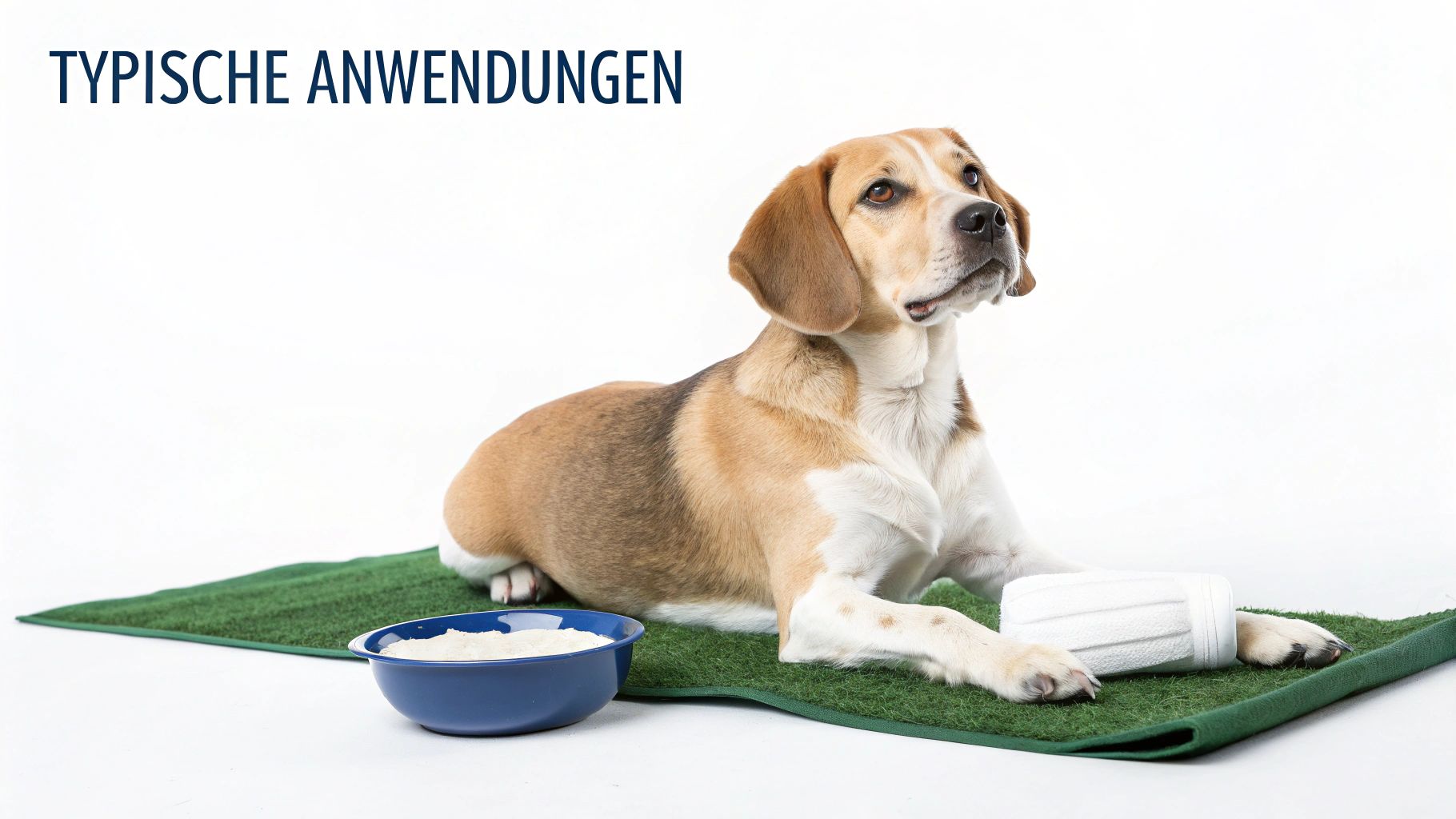 Ein glücklicher Hund rennt über eine Wiese, symbolisch für gute Gesundheit.