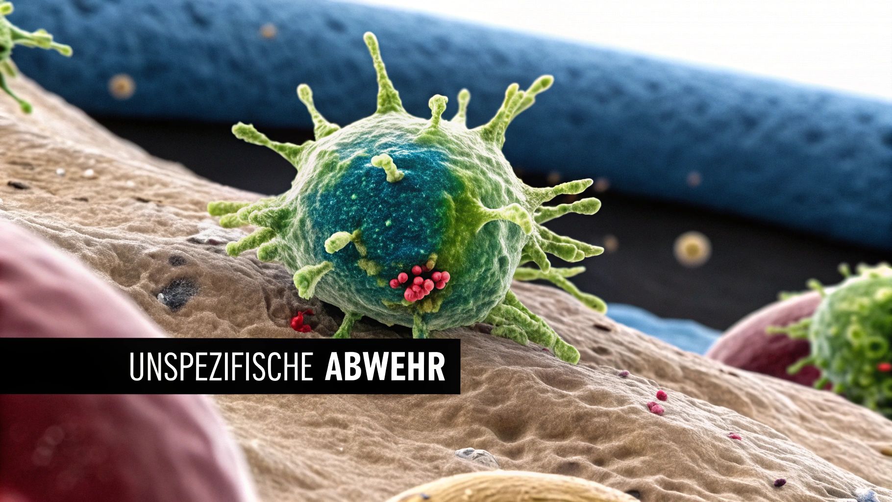 Phagozytose, bei der eine Immunzelle einen Krankheitserreger verschlingt.