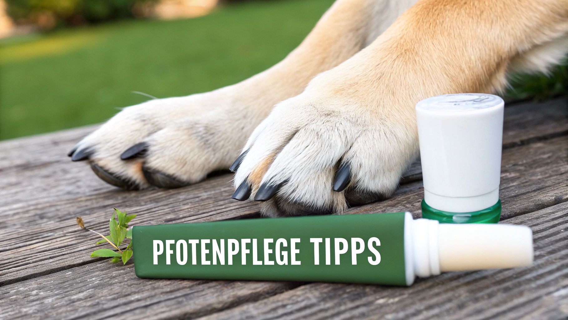 Eine Person überprüft die Pfote eines Hundes