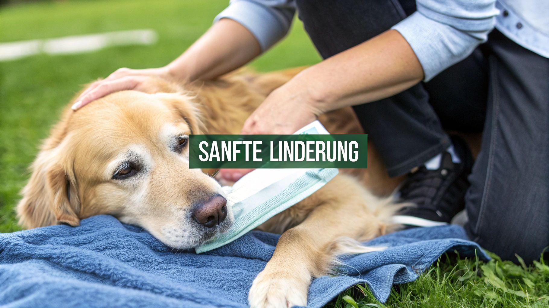 Hund bekommt eine sanfte Massage zur Schmerzlinderung