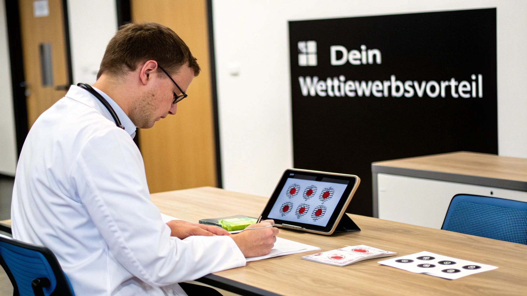 Abstrakte geometrische Figuren auf einem Notizblock als Symbol für das TMS Figuren lernen