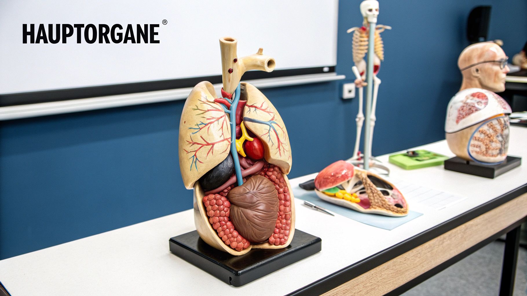 Ein Schaubild, das die Organisationsebenen des Lebens von der Zelle über das Gewebe bis zum Organ darstellt.