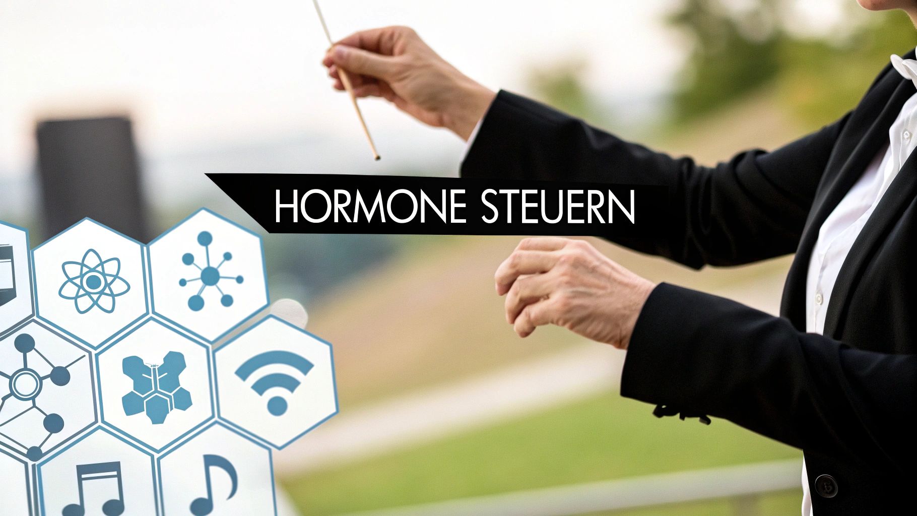 Eine künstlerische Darstellung der molekularen Struktur von Hormonen, die als Botenstoffe im Körper wirken