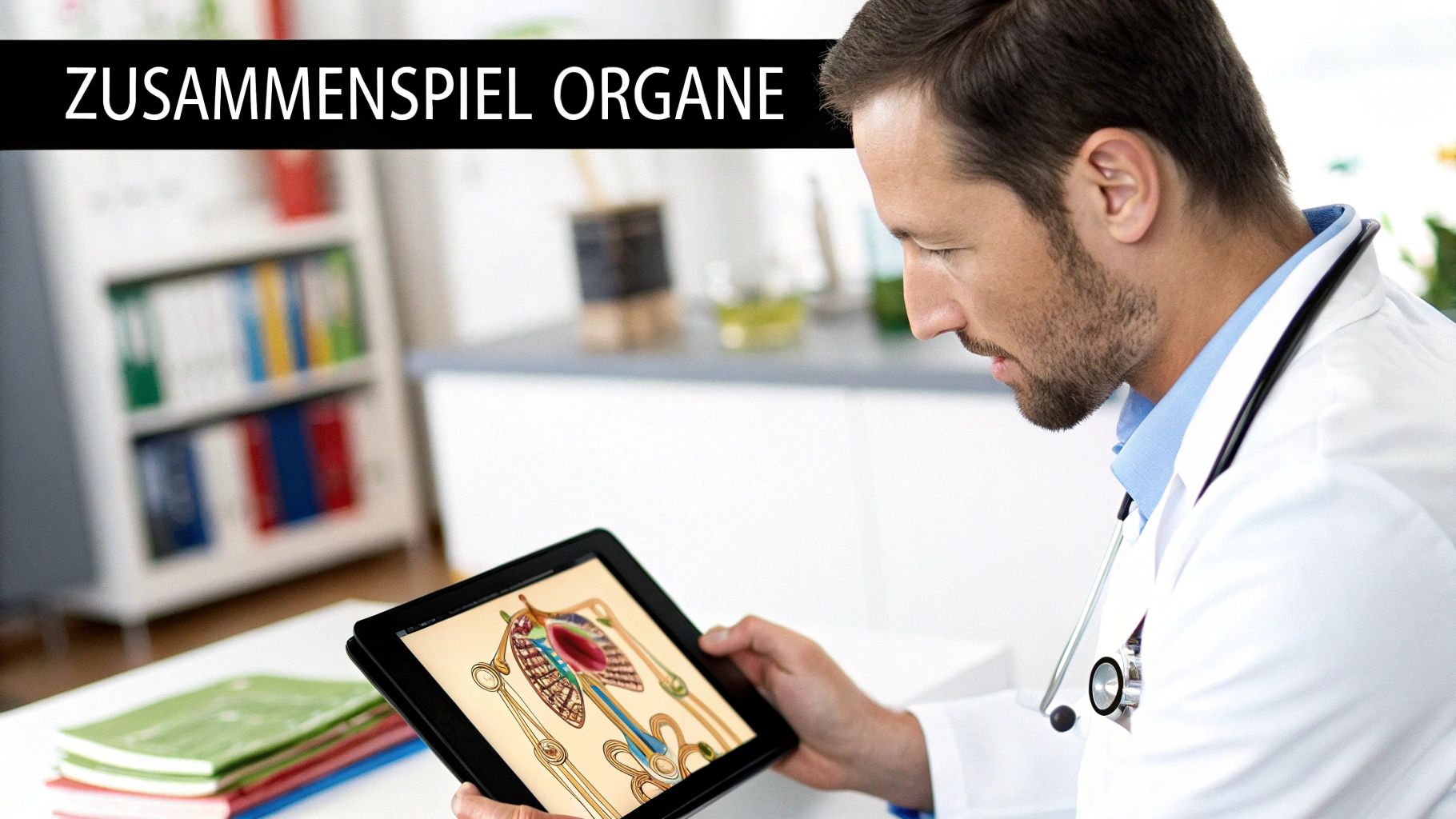 Ein anatomisches Schaubild, das Herz und Lunge im Brustkorb zeigt.