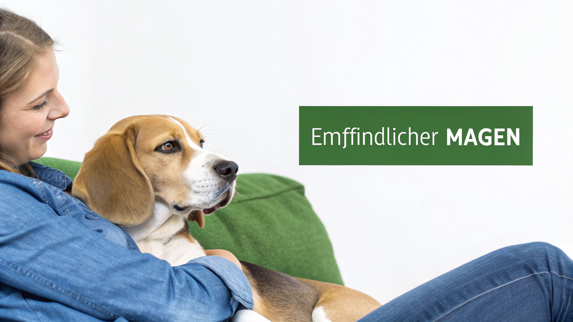 Ein besorgter Hund liegt auf dem Boden und schaut nachdenklich in die Kamera.