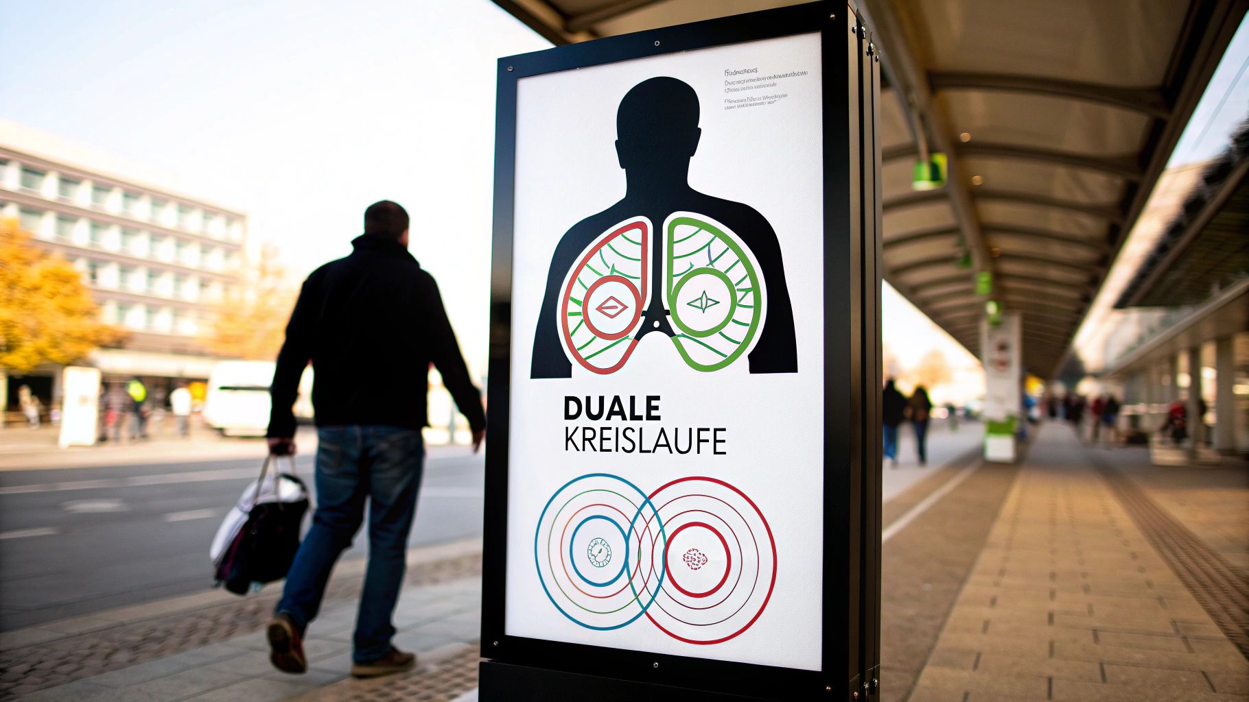 Diagramm, das den Lungen- und Körperkreislauf zeigt