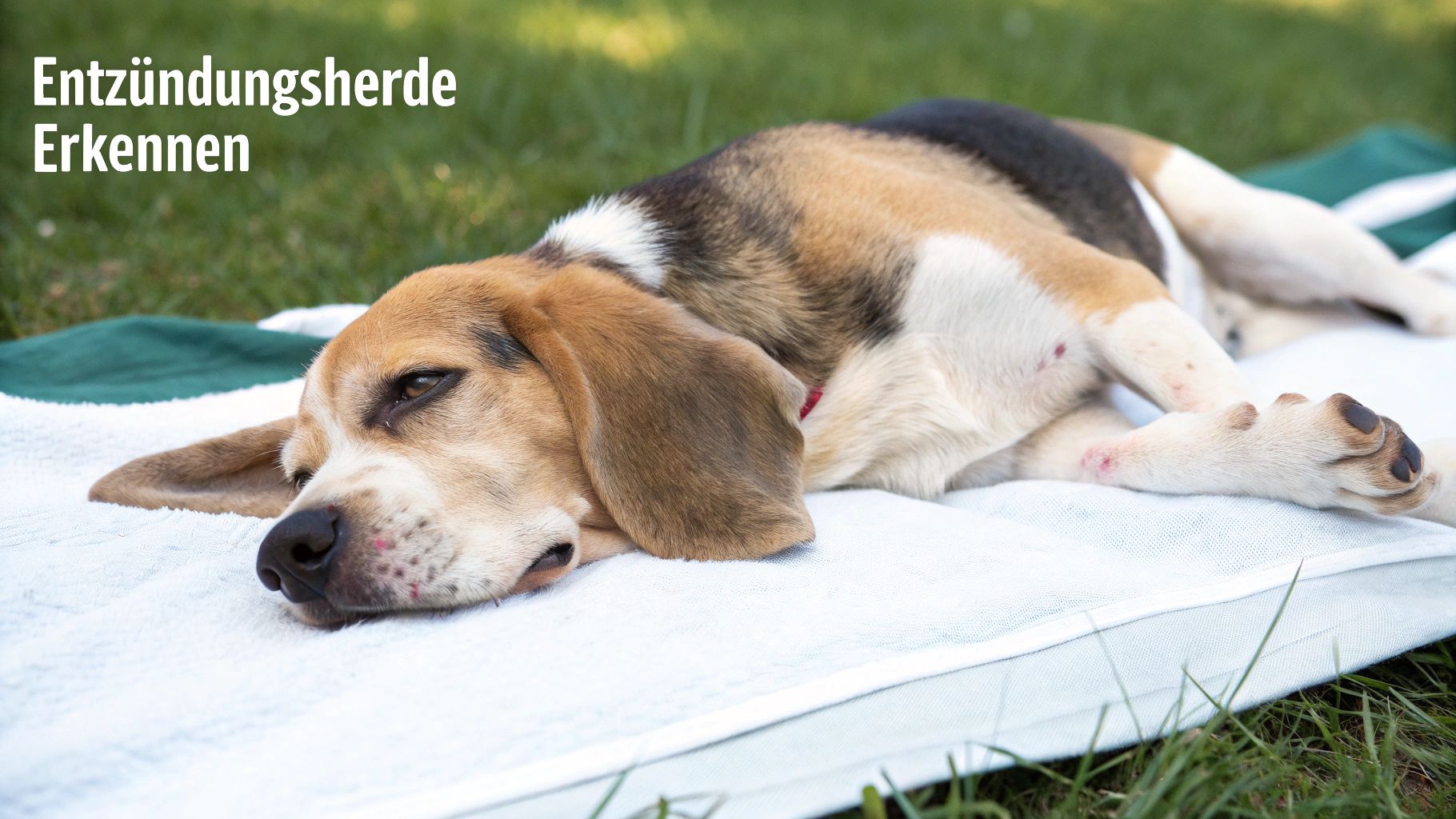 Ein Hund wird sanft von seinem Besitzer an der Pfote berührt